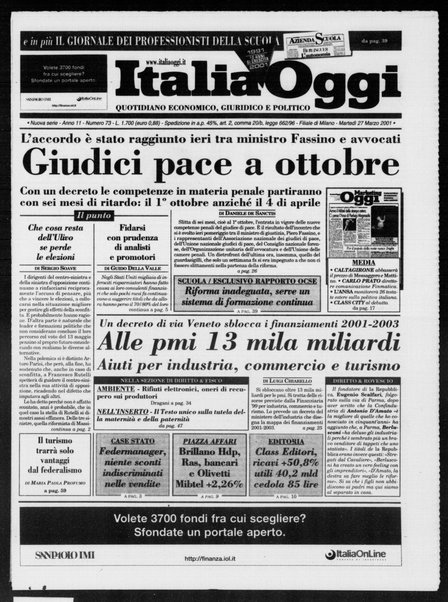 Italia oggi : quotidiano di economia finanza e politica